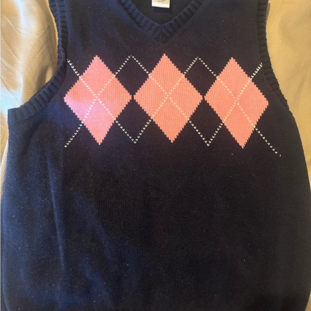 Gymboree V-Neck Blue and Pink Argyle Sweater